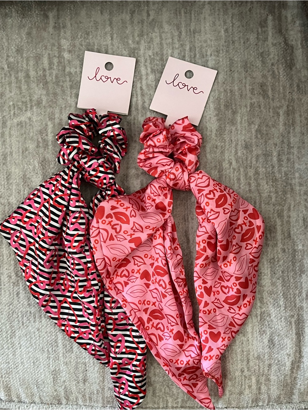 Love Pink & Black Scarf Scrunchie Duo